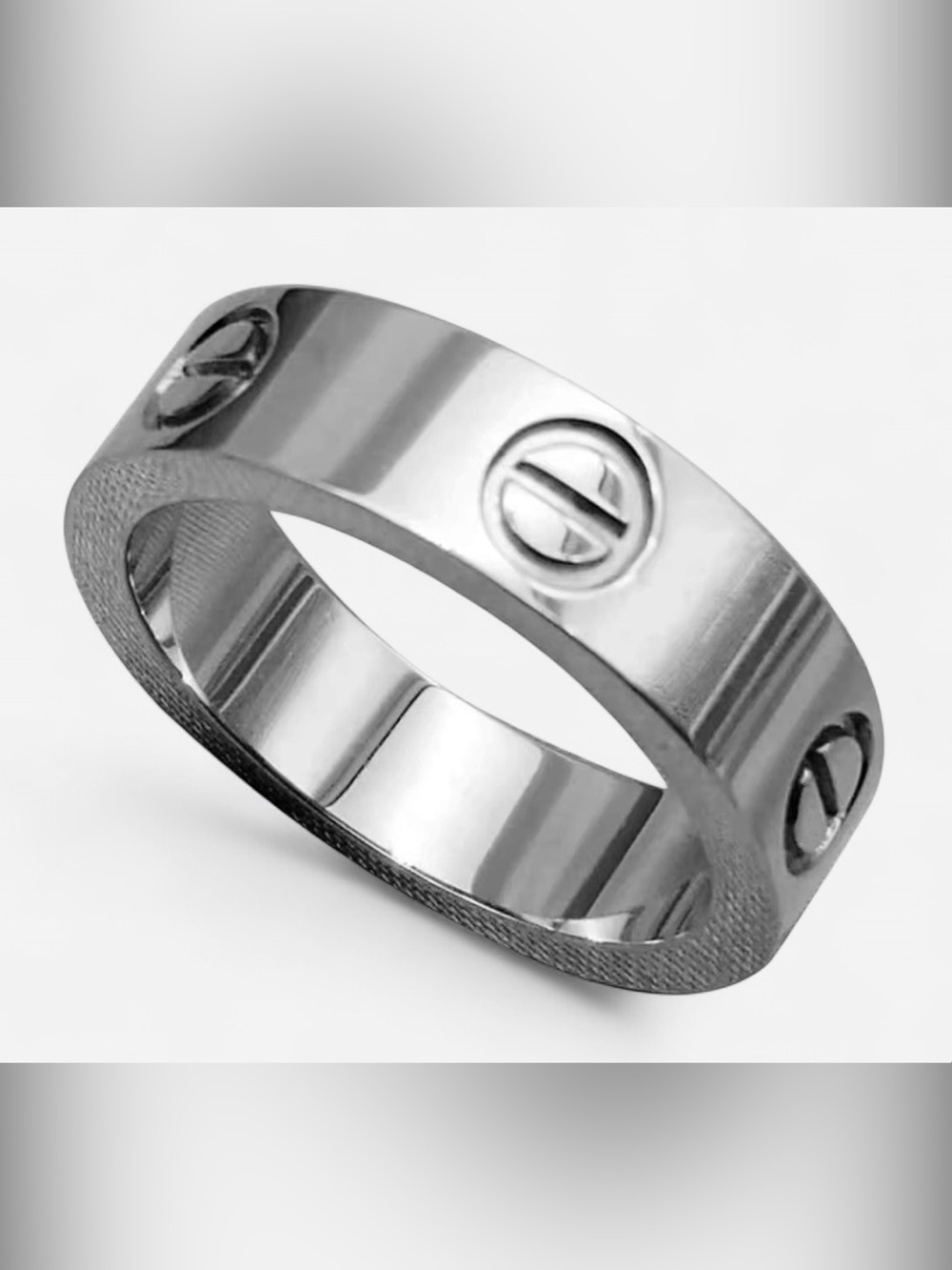 Silver Steel Screw-Motifs Band Ring